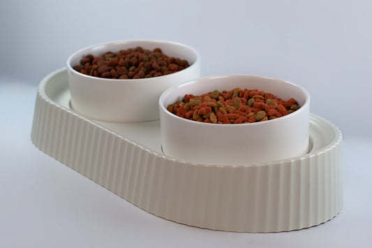 Creamy white tzatziki sauce garnished with fresh green microgreens in a ceramic bowl